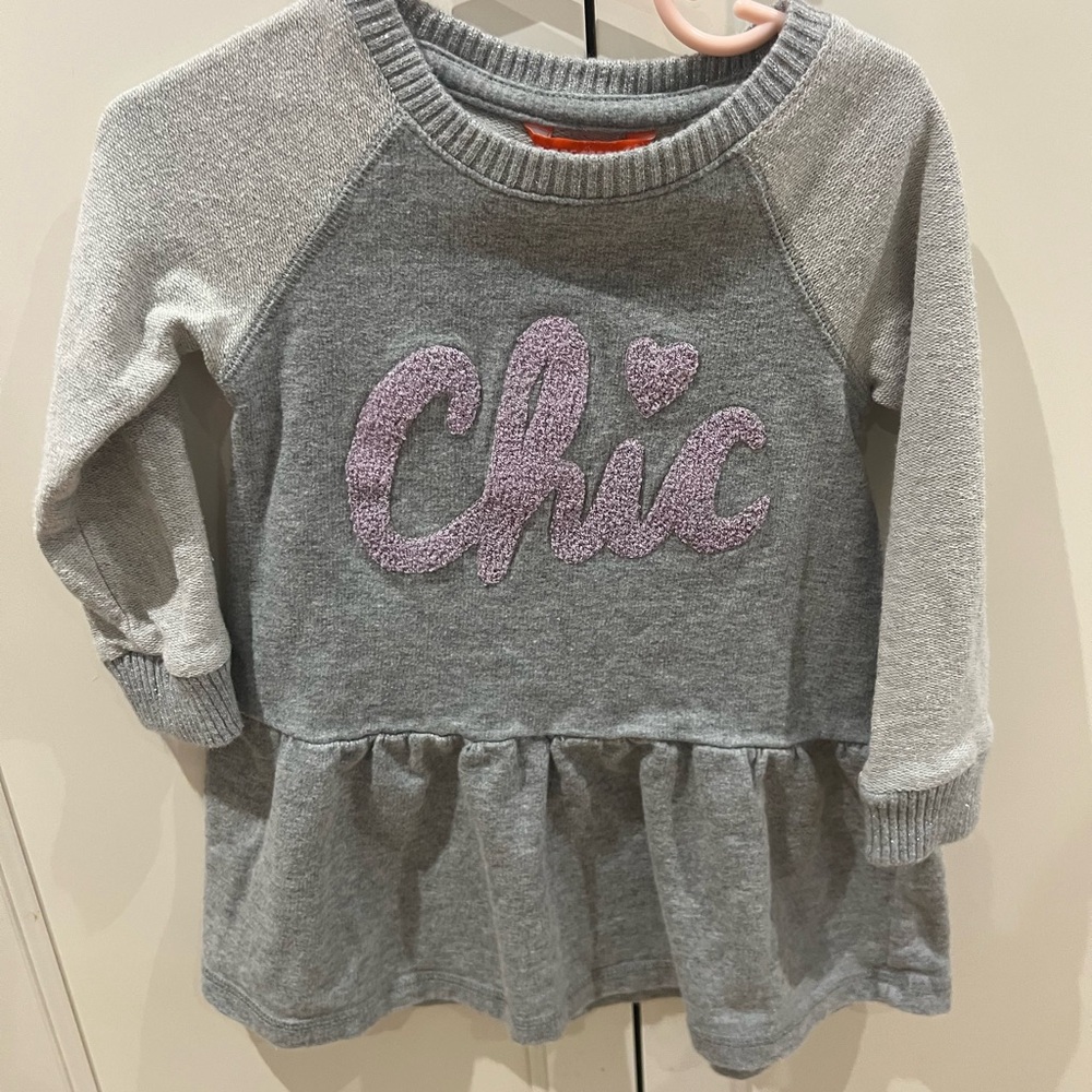 Joe Fresh Gray and Lavender Kids Sweater Dress 2t